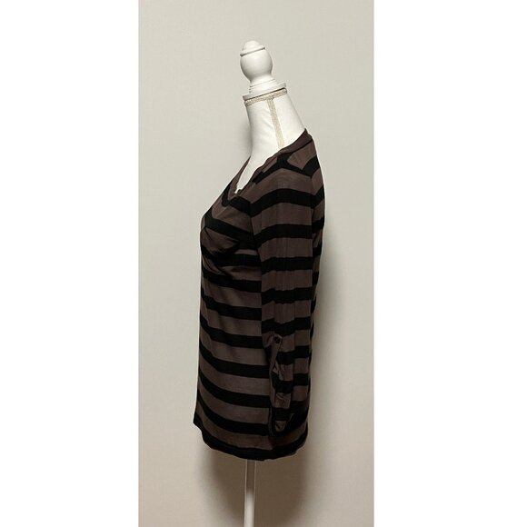 Splendid Striped Black & Gray 3/4 Sleeve Blouse, Size Large, Pocket, NWT - Picture 4 of 9